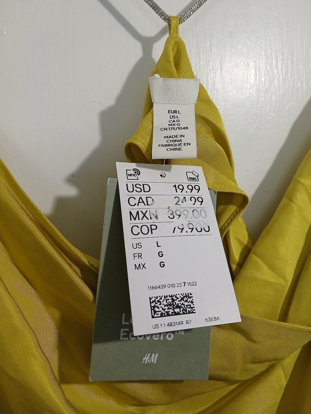 H&M Yellow Satin Cowl Neck Sleeveless Top - NWT - Picture 2 of 8